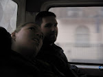 Susan and Jeff in the van to Luton - notice Jeff's happy face
