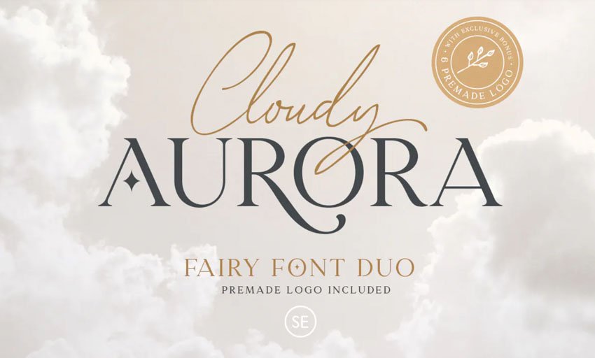 Cloudy Aurora Font Duo + Logo Templates