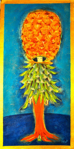 La Comtesse Ananas, 40x20, gouache on paper. Artist of the Month: Andrea Hupke de Palacio 