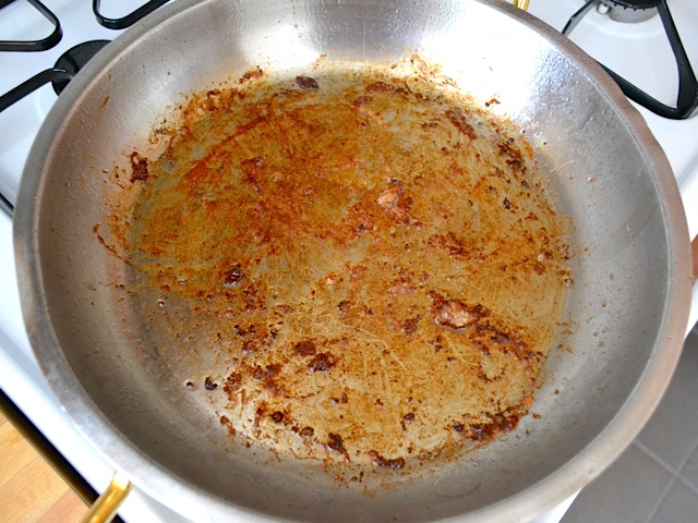 pan drippings in bottom of pan (to use for sauce) 