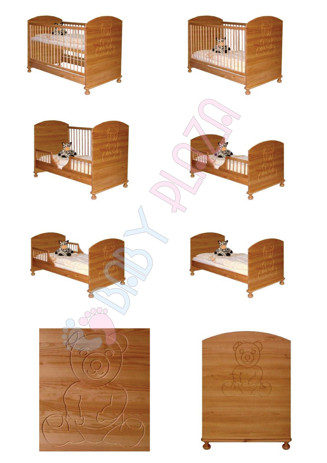 Giường cũi 9 in 1 Teddy (màu gỗ)