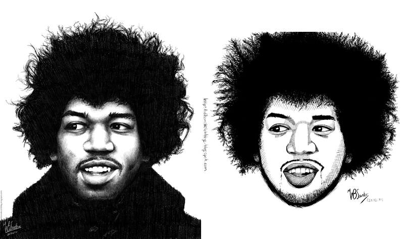 Comparing two drawings of Hendrix Comparing two drawings of Hendrix