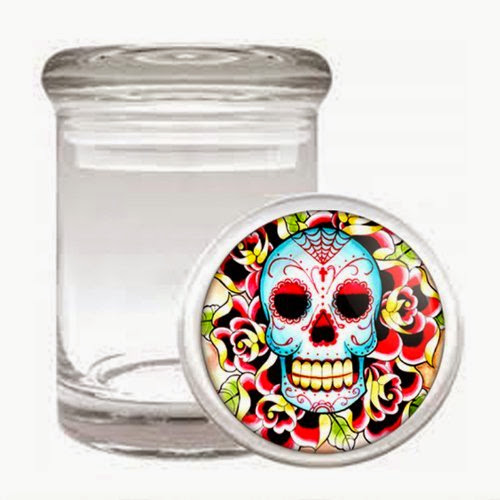  Odorless Air Tight Medical Glass Jar Skull Design-018