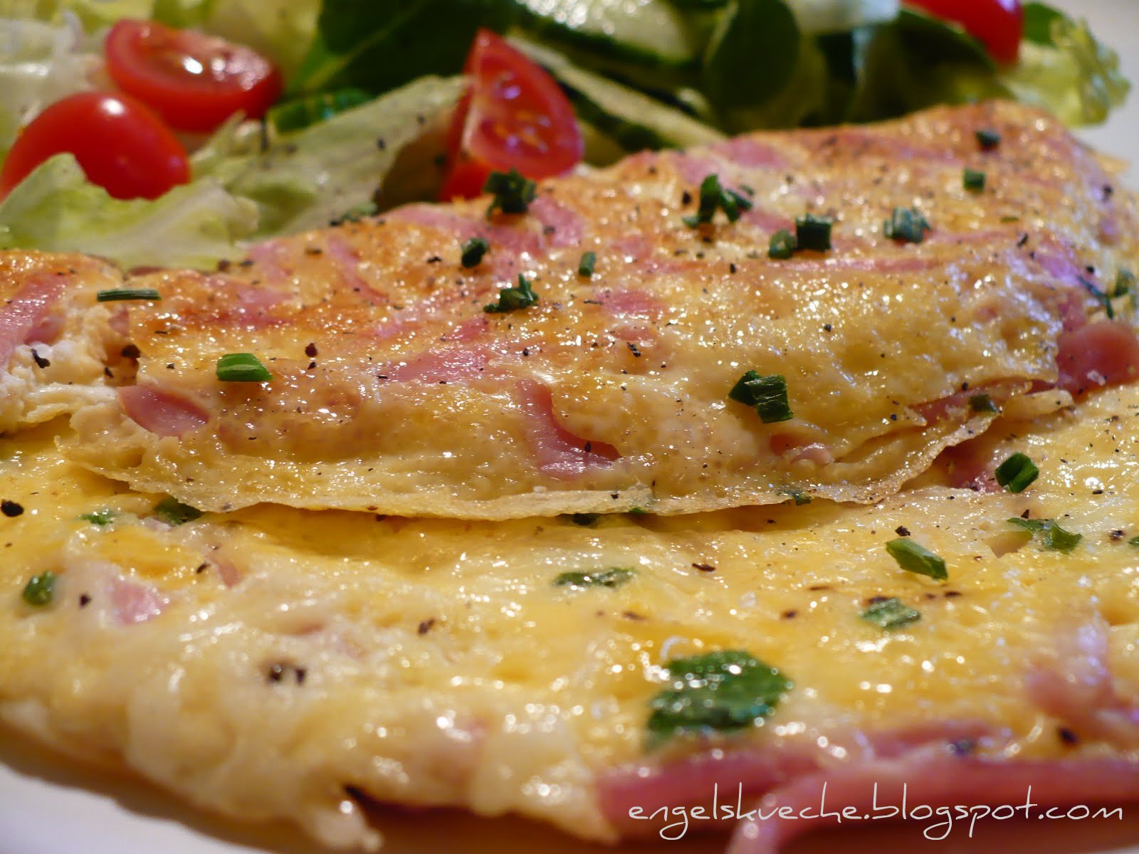 Essen aus Engelchens Küche: Schinken-Käse-Omelette mit Salat
