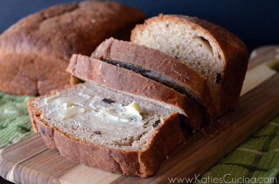 Cinnamon Raisin Bread via KatiesCucina.com #BrunchWeek #Bread #Recipe