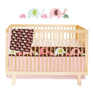 Skip Hop Complete Sheets 4 Piece Crib Bedding Sets, Pink Elephant