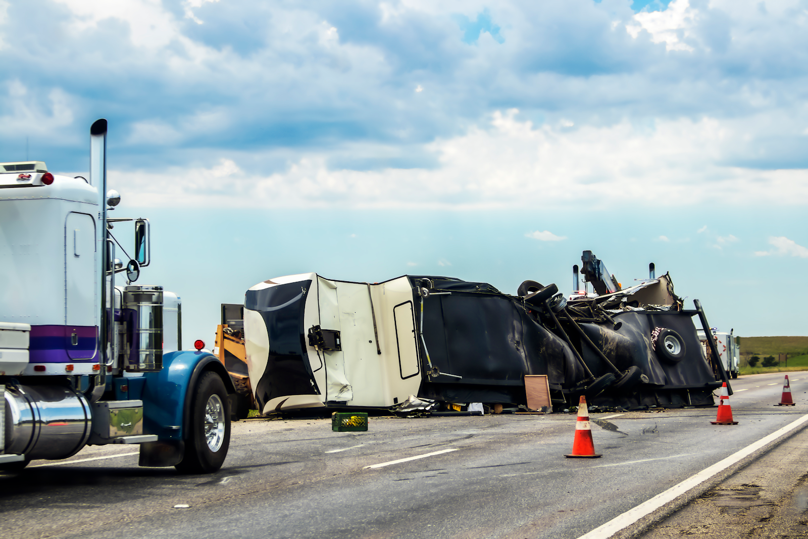 An accident scene being investigated by a Virginia truck accident lawyer