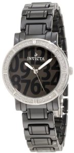  Invicta Women's 10277 Ceramic Diamond Accented Dark Grey Dial Black Ceramic Watch