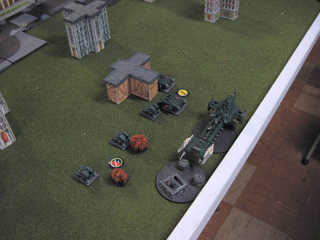 Joe's Battle Barge guards the Blitz along with some Whirlwinds and Land Raiders.