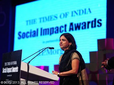 Sunita Narain makes a point during the Times of India Social Impact Awards, held in Delhi. 