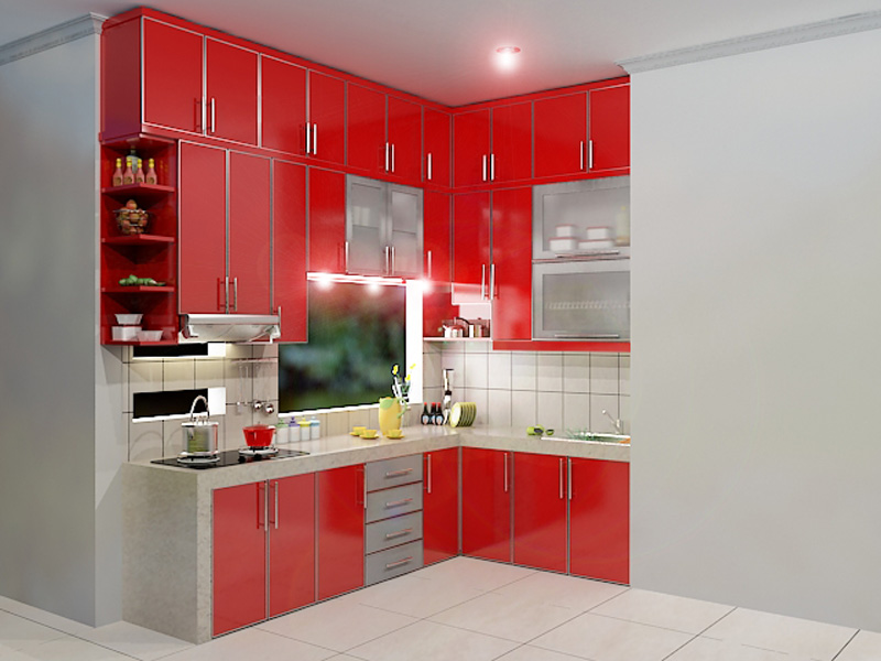 KITCHEN SET MODERN FINISHING HPL GLOSSY - Dian Interior Design