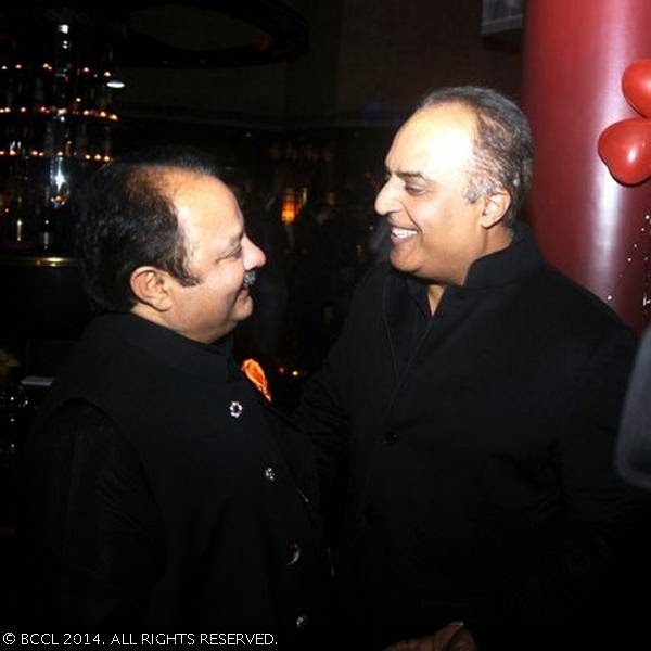 Sanjeev Bali with a guest during a Valentine's Day party, hosted by Roop and Bela Madan, held in the city.