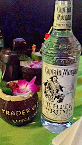 Trader Vic's The Emerald Isle included Captain Morgan White Rum, Below Deck Ginger rum, lime juice, Trader Vics koko creme, scotch bonnet, and basil infused simple syrup
