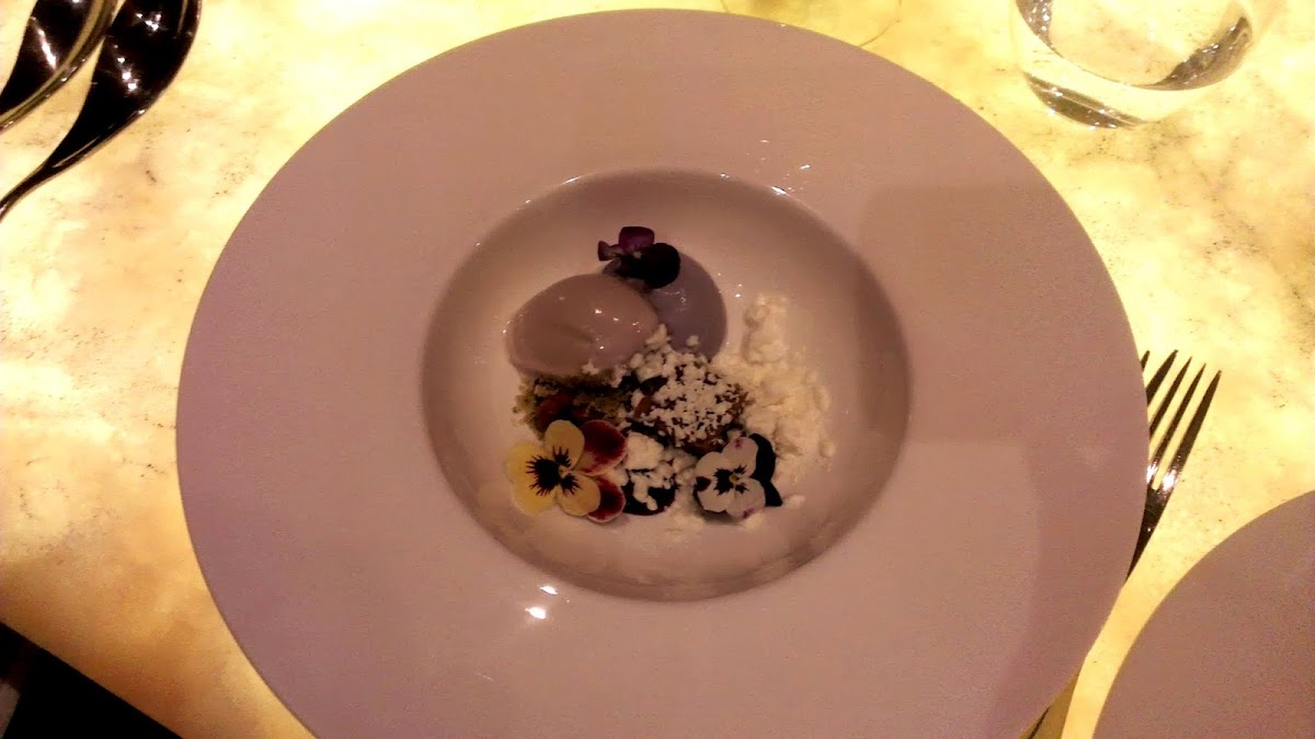 Viola, pistachio, blueberries, cheesecake - Celsius restaurant Adelaide Gouger St - ash simmonds