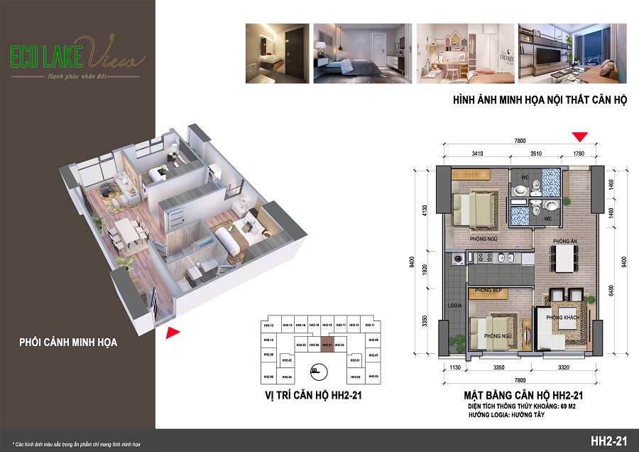 Mặt bằng căn hộ HH2-21 Eco Lake View Đại Từ Mặt bằng căn hộ HH2-21 Eco Lake View Đại Từ