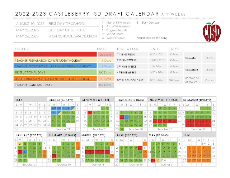 View Calendar Option A  /  Ver el calendario propuesto A