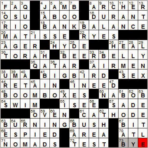 0724 12 New York Times Crossword Answers 24 Jul 12 Tuesday
