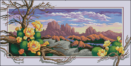 Southwestern Panorama cross stitch pattern