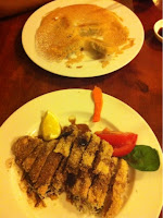 The chicken katsu is at the bottom of the picture. I can't remember what the other thing is. 