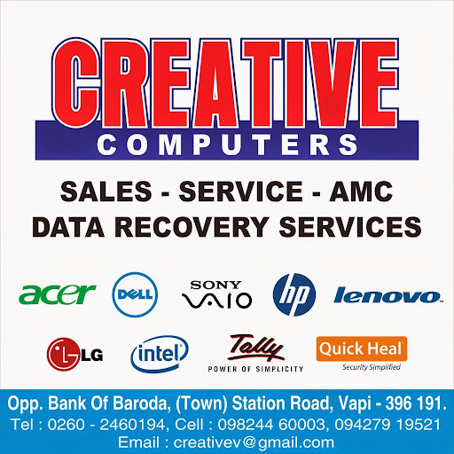 CREATIVE COMPUTERS, Opp. Bank of Baroda(Town), Station Rd, Geeta Nagar, Vapi, Gujarat 396191, India, Computer_Software_Shop, state GJ