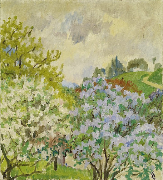 Giovanni Giacometti - Paesaggio primavera Stampa, 1932