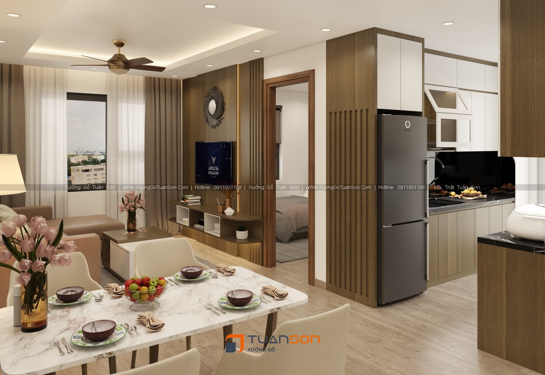 Thiết kế nội thất căn hộ 2 phòng ngủ (70m2) IEC Thanh Trì | XƯỞNG ...