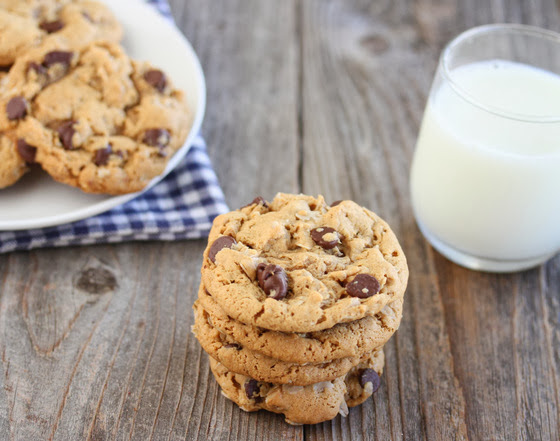 photo of a cookies with a glass of milk