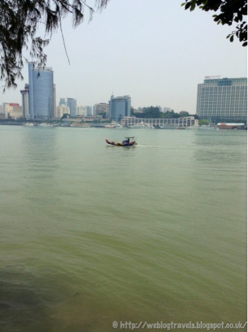 Chinese boat and Xiamen city Chinese boat and Xiamen city