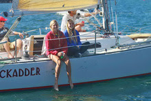 J/27 sailboat crew- enjoying light air sailing series San Diego