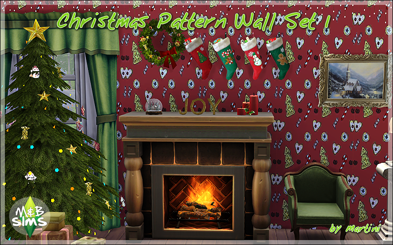 [S4 Walls 01] Christmas Pattern Wall Set I Christmas%2BPattern%2BWalls%2BSet%2B1