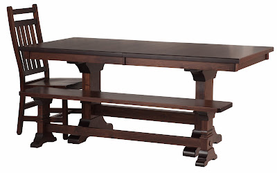 70" x 36" Tuscany Dining Table, Tuscany Bench and Trestle Chair in Smoky Walnut