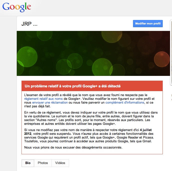 Picasa ... et Google+... - Page 2 Google-Profil