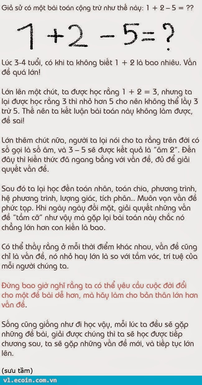 Đừng bao giờ yêu cầu cuộc đời đổi cho một đề bài dễ hơn !