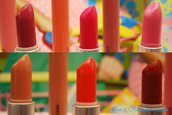 Mac Cosmetics Shop Collection lipstick: nnocence, Beware! Watch Me Simmer, Runway Red, Dish It Up, Quick Sizzle, Naughty Saute