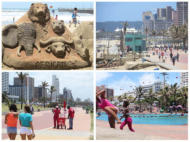 Strand en boulevard Durban, Zuid Afrika