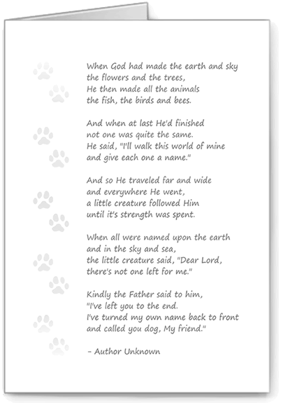 Dog Poem - Sympathy Dog Spelled Backwords Card
