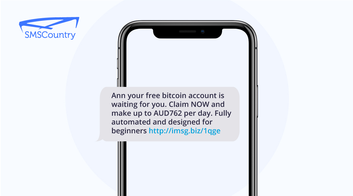 Fake text message - bitcoin sms scam