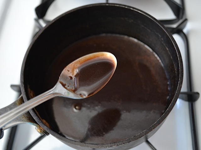 cocoa mixture dissolved in skillet 