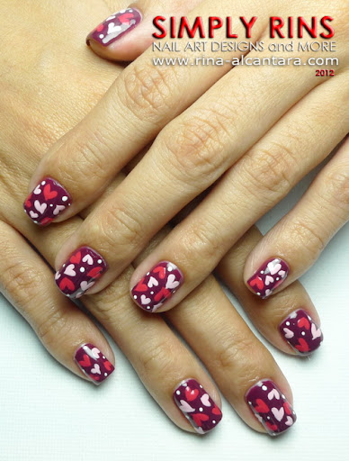 Cluttered Hearts Nail Art Design