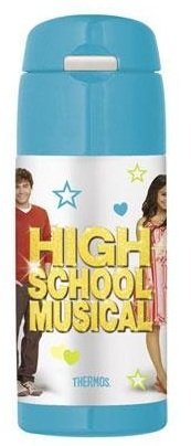 Thermos Funtainer Beverage Water Bottle, Stainless Steel, BPA Free, 12 Oz, with Straw (Blue High School Musical)