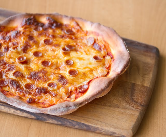 overhead photo of a pizza