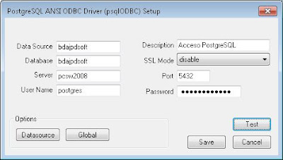 Crear origen de datos PostgreSQL en Windows 7, acceso a PostgreSQL desde Access mediante ODBC