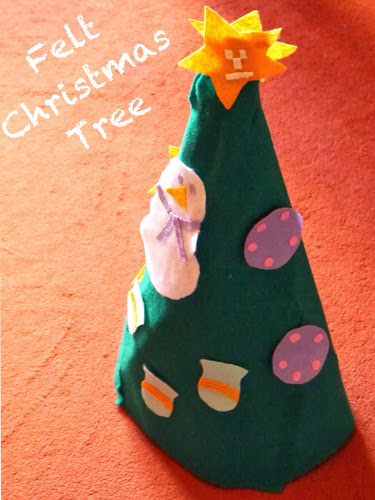 Vánoční stromeček z feltu pro děti na hraní
