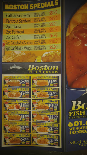 Seafood Restaurant «Boston Fish Supreme», reviews and photos, 2115 Clay St, Vicksburg, MS 39183, USA
