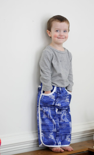 Use the Prefontaine Shorts pattern to make Track Pants for your kids. My son is in love with these!