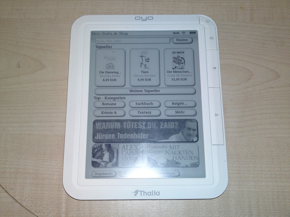 CerealD's Foto Blog OYOeBookReader von Thalia Erste Eindrücke