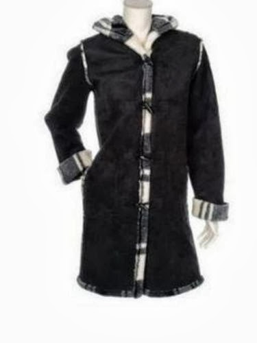 Centigrade Washable Reversible Faux Shearling Toggle Coat (1X 18W 20W, Black)