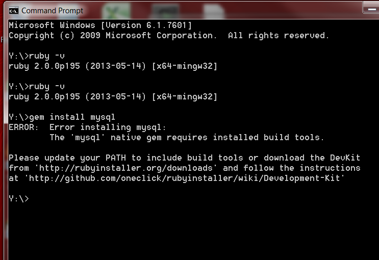 Installing Ruby Dev Kit on Windows 7
