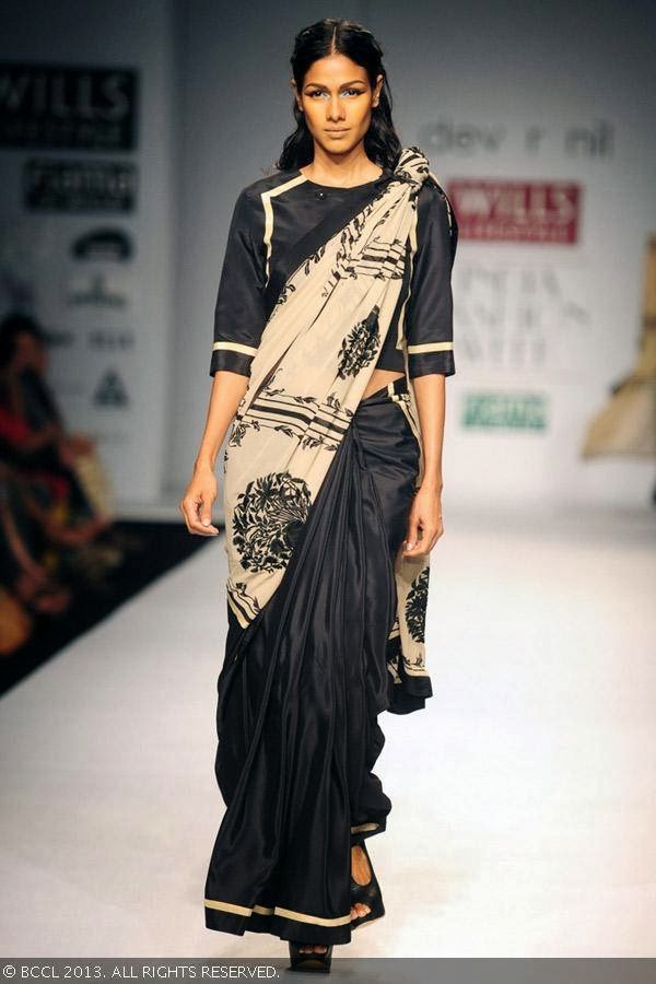 Nethra Raghuraman flaunts a creation by fashion designers Dev r Nil on Day 3 of Wills Lifestyle India Fashion Week (WIFW) Spring/Summer 2014, held in Delhi.