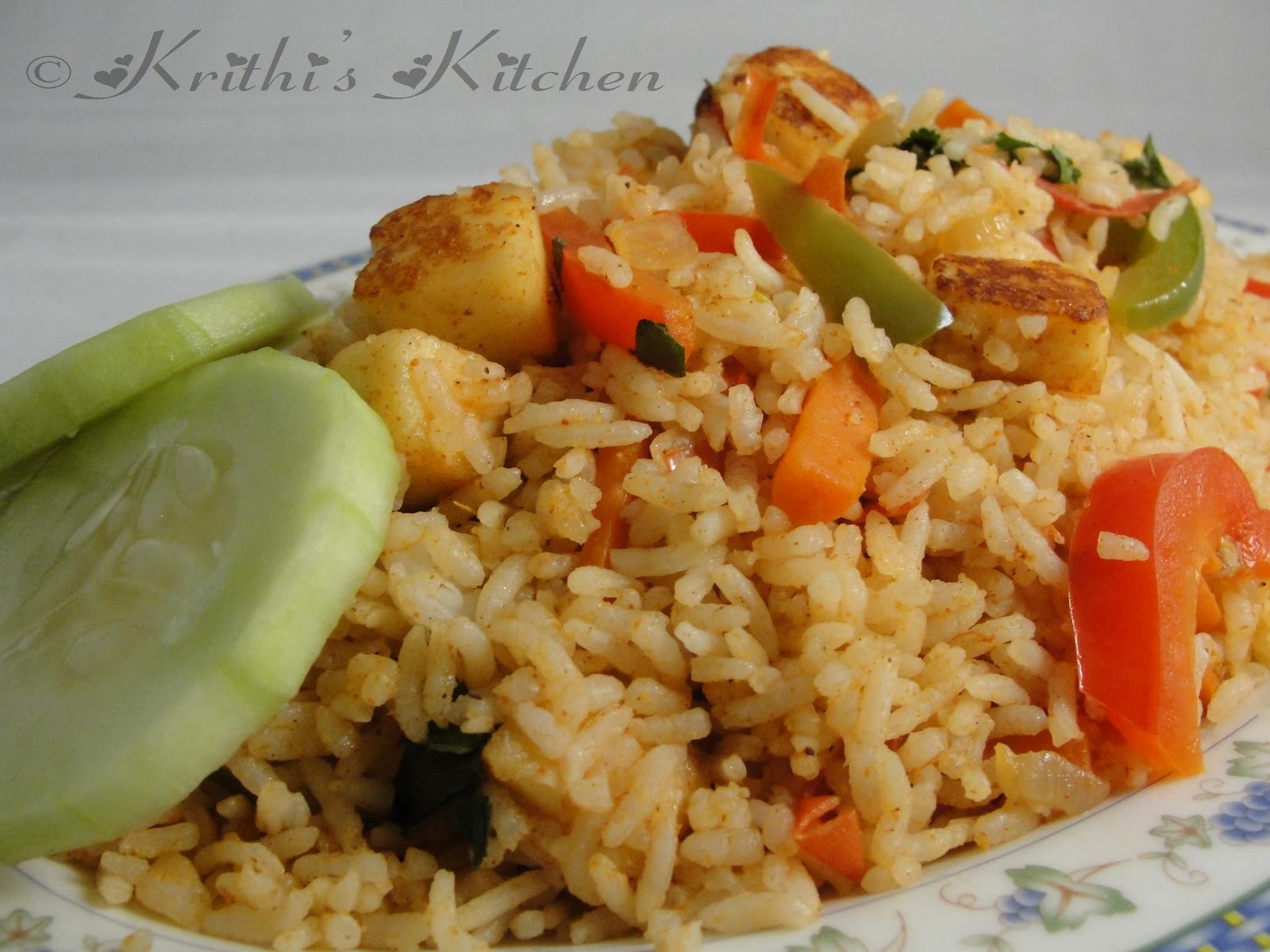 Krithi's Kitchen: Tawa Pulao with Paneer | Indian Rice Recipes